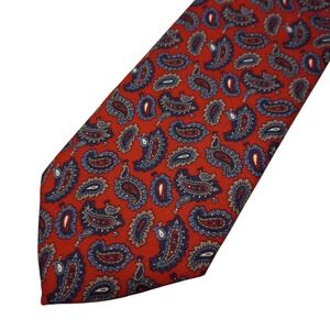 Giovanni Mens Red Blue Paisley Polyester Necktie Vintage Made in USA Classic Tie